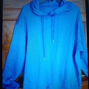 Plus Size 3x 52" Bust Royal Blue New Textured Hooded SweatShirt